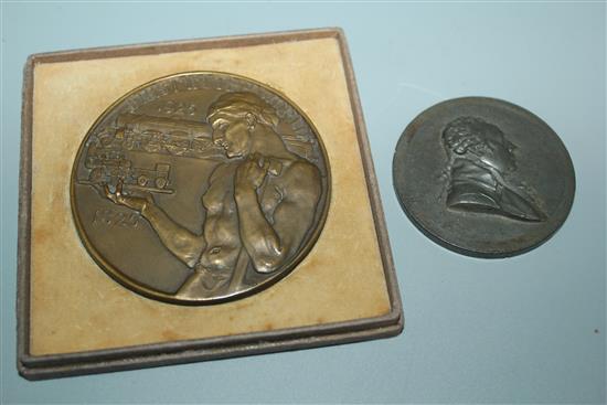 Railway Centenary Medal 1825-1925, boxed & a Matthew Boulton Bronze Death Medal by Pidgeon, 1819 (no edge inscription)